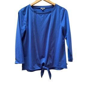 T by Talbots Women Blue Long Sleeve Tie Front Top Size S